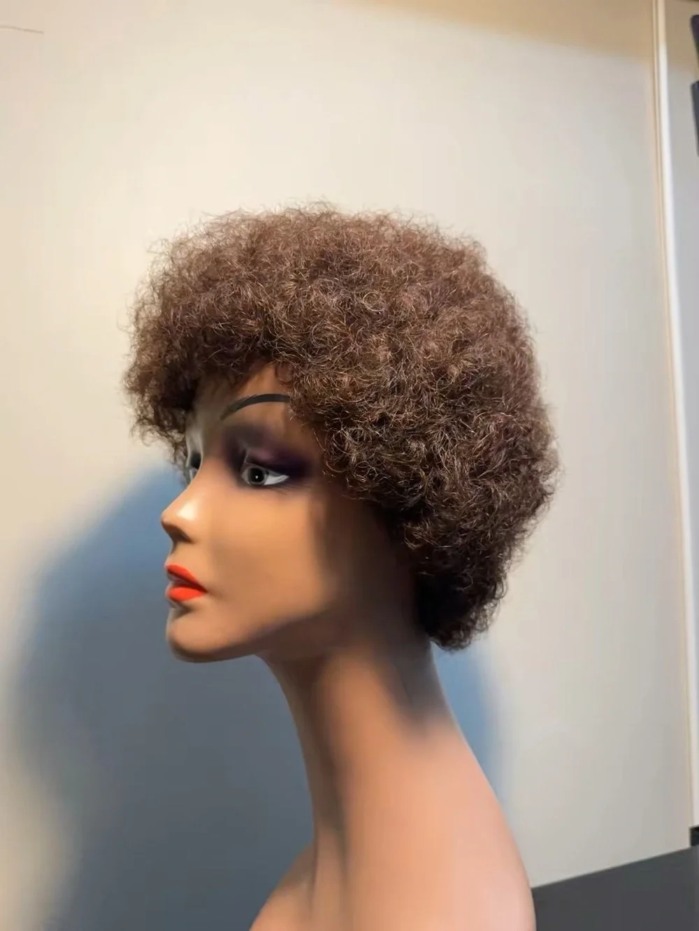 wig Brown Afro  curly humen  hair 100% 6inche